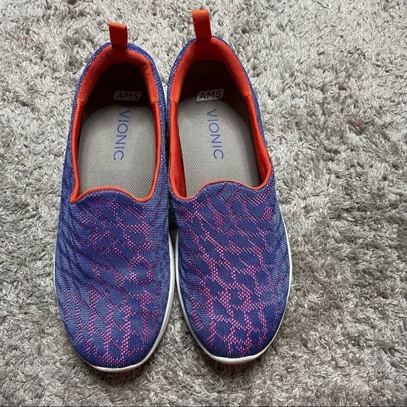 Vionic agile Hydra active slip on shoes sz 9 purple orange animal print sneaker - Picture 2 of 9